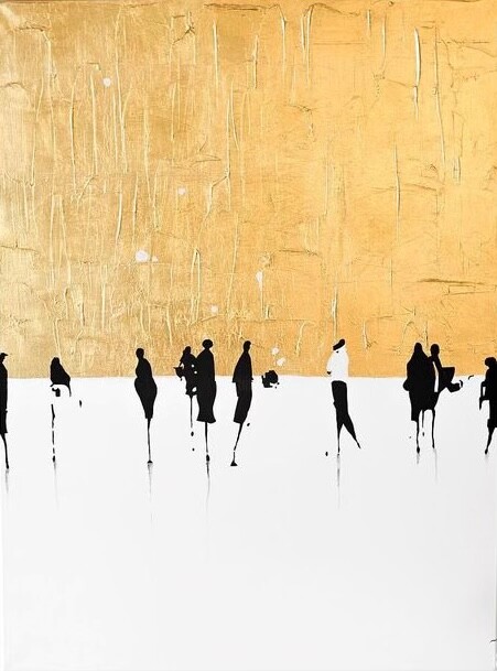 Peinture intitulée "Golden meetings" par Alena Sobolevskaia, Œuvre d'art originale, Acrylique