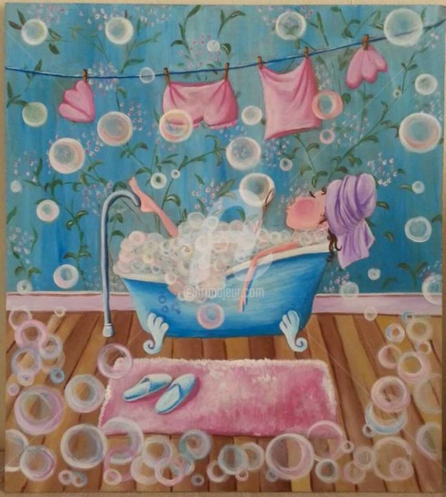 Картина под названием "купальщица" - Alena Unlu, Подлинное произведение искусства, Акрил