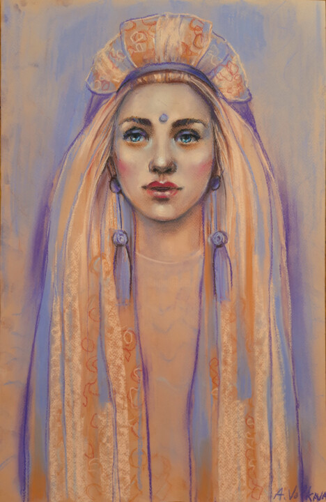 Zeichnungen mit dem Titel "the bride" von Alena Volkava, Original-Kunstwerk, Pastell