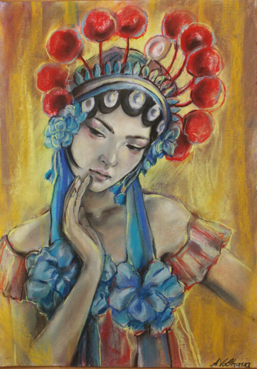 Drawing titled "Made in China" by Alena Volkava, Original Artwork, Pastel