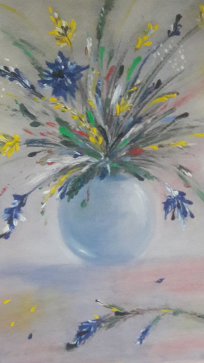 Pittura intitolato "Цветы в вазе" da Alena Chernova, Opera d'arte originale, Olio