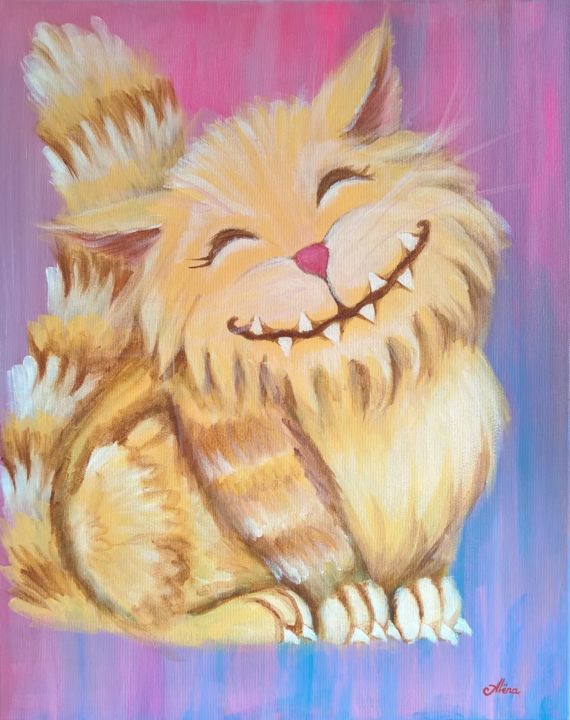 Painting titled "Kot Karamelka" by Alena Uhlianica, Original Art, Acrylic