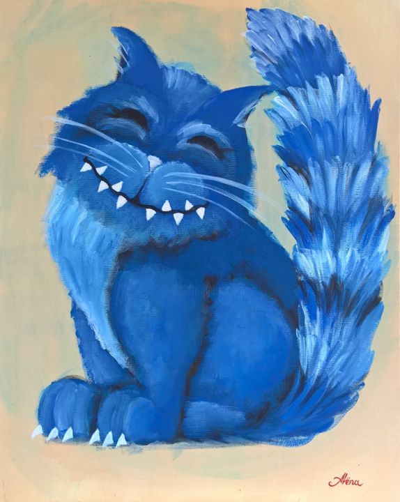 Painting titled "Kot Vasiliok" by Alena Uhlianica, Original Art, Acrylic