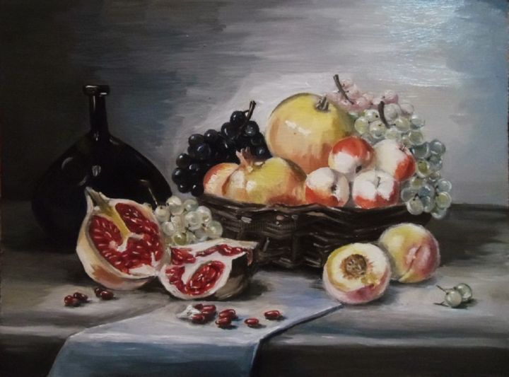 Painting titled "Натюрморт с фруктами" by Aliona Antokha, Original Artwork, Oil