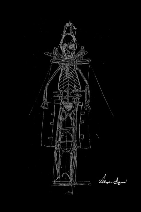Digital Arts titled "O Esqueleto e Coraç…" by Aleph Ayres, Original Artwork, Digital Painting