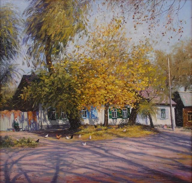 Painting titled "Старая улочка в Вер…" by Aler, Original Artwork, Oil
