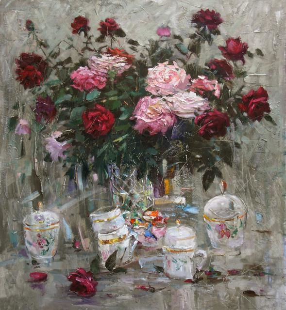 Ноябрьский букет - Painting, 92x85 cm ©2011 by aler -
Impressionism, Canvas, Still life, цветочный натюрморт