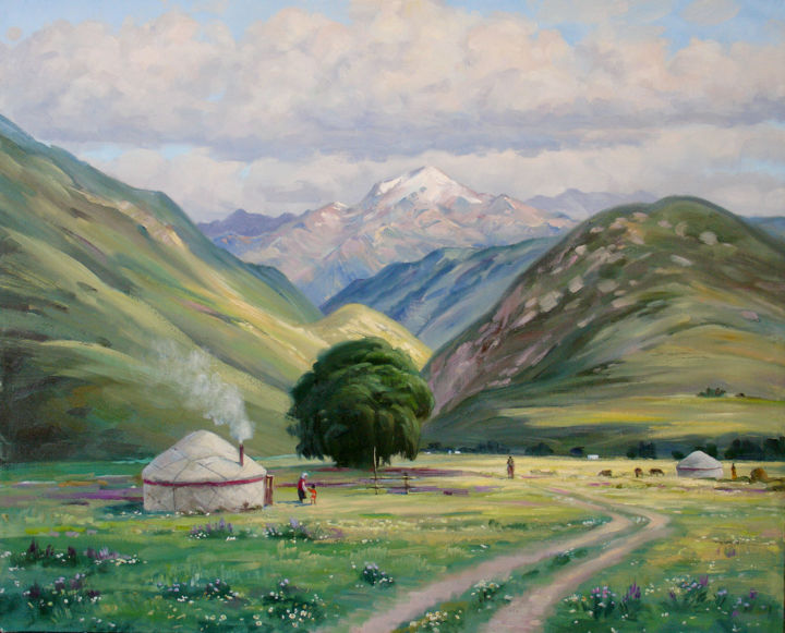 Painting titled "Джайляу Кок-Су" by Aler, Original Artwork, Oil