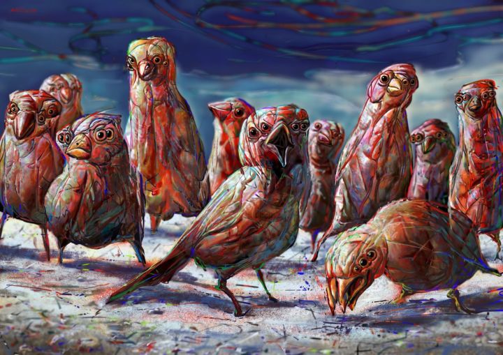 Digitale Kunst mit dem Titel "Birds" von Ales Lalush, Original-Kunstwerk, 2D digitale Arbeit