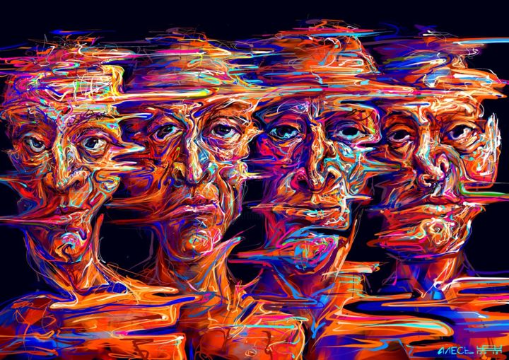 Digitale Kunst getiteld "Faces" door Ales Lalush, Origineel Kunstwerk, 2D Digital Work