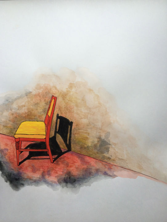 Dessin intitulée "He left." par Alla Dokuchaeva, Œuvre d'art originale, Crayon