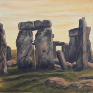 Pittura intitolato "Dolmen di Stonehenge" da Alesco, Opera d'arte originale