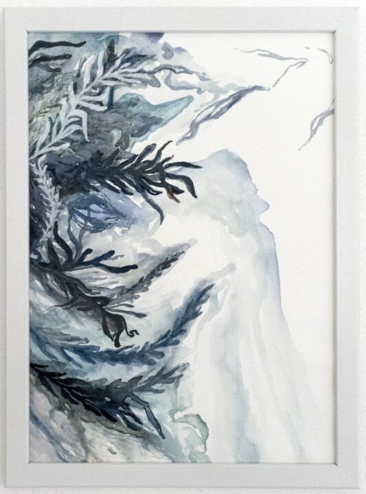 Peinture intitulée "Alghe azzurre" par Alessandra La Marca, Œuvre d'art originale, Aquarelle