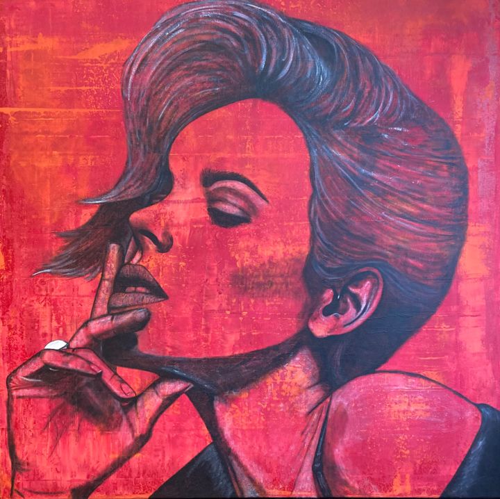 Painting titled "Rouge" by Alessandra Viola, Original Art, Acrylic Mounted on Stretcher frame