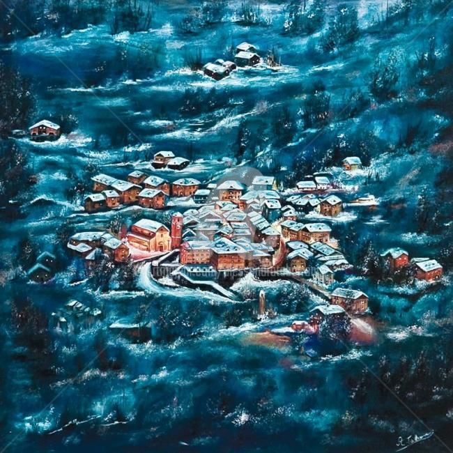 Painting titled ""LUCI NELLA NOTTE"" by Alessandra Tabarrani, Original Artwork, Oil