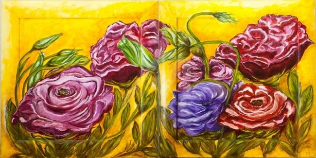 Amore e passione - Painting, 62x62 cm ©2006 by Alessandra Tabarrani -