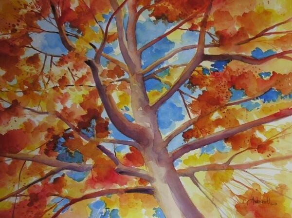 Malarstwo zatytułowany „Autumn leaves n6” autorstwa Alessandro Andreuccetti, Oryginalna praca