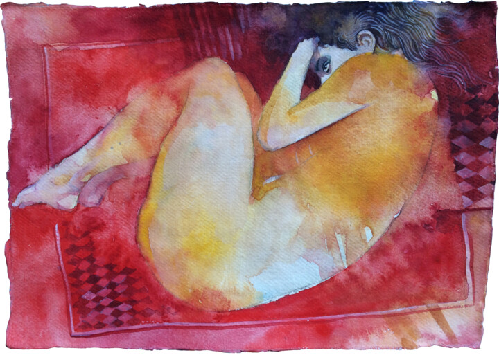 Malarstwo zatytułowany „sul tappeto rosso” autorstwa Alessandro Andreuccetti, Oryginalna praca, Akwarela