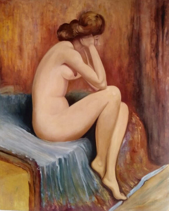 Pintura intitulada "A Mulher Nua" por Alessandro Bortolini, Obras de arte originais, Óleo
