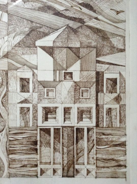 Disegno intitolato "Architettura laguna…" da Ale Kan, Opera d'arte originale, Altro