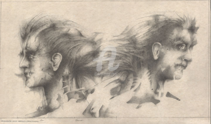 Dessin intitulée "Parerga e paralipom…" par Alessandro De Michele, Œuvre d'art originale, Crayon