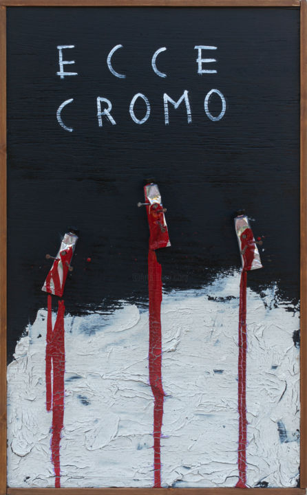 「ECCE CROMO」というタイトルの絵画 Alessandro Flavio Brunoによって, オリジナルのアートワーク, アクリル ウッドパネルにマウント