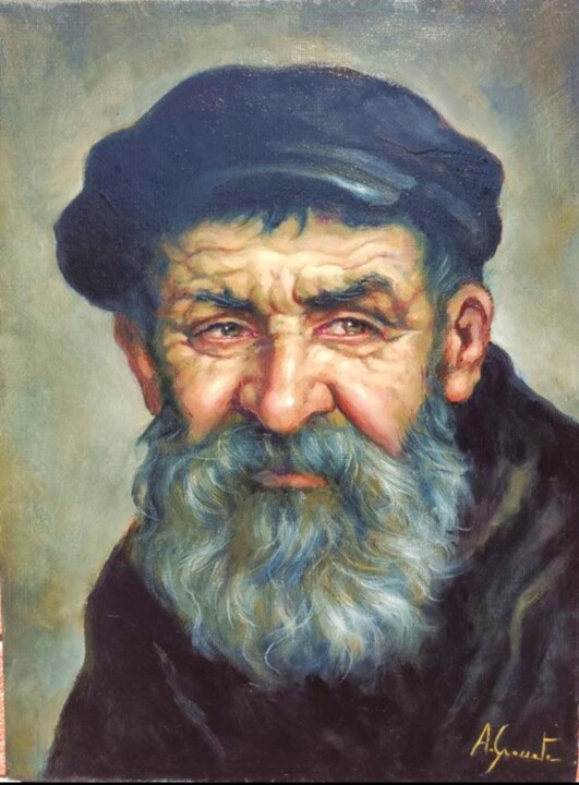 Pittura intitolato "Anziano pescatore" da Alessandro Granata, Opera d'arte originale, Olio Montato su artwork_cat.
