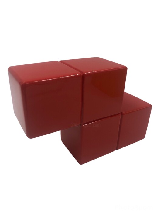 Scultura intitolato "Alter Ego Cubes Red" da Alessandro Piano, Opera d'arte originale, Resina