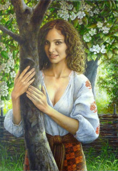 Painting titled "In the garden" by Alessandro Remi, Original Artwork, Oil