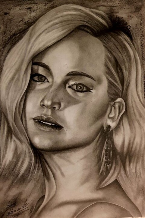 Drawing titled "Jennifer" by Alessandro Rizzo, Original Artwork, Graphite