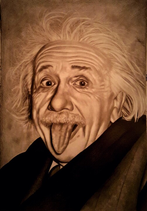 Drawing titled "Einstein" by Alessandro Rizzo, Original Artwork, Graphite