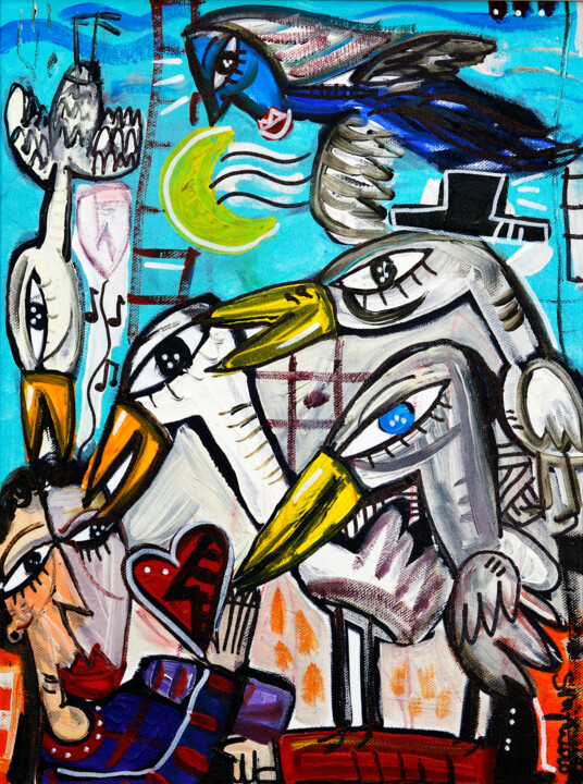 Painting titled "Tio Muerto" by Alessandro Siviglia, Original Artwork, Acrylic Mounted on Wood Stretcher frame