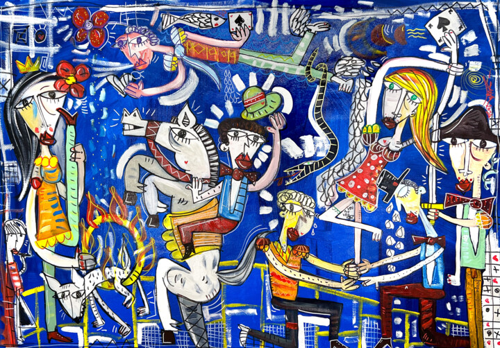 "Il Circo dei Sogni" başlıklı Tablo Alessandro Siviglia tarafından, Orijinal sanat, Akrilik Ahşap Sedye çerçevesi üzerine mo…