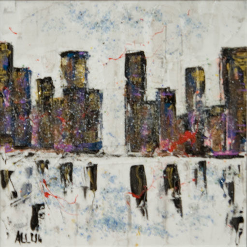 Painting titled "NY in Blu" by Alessandro Coralli, Original Artwork