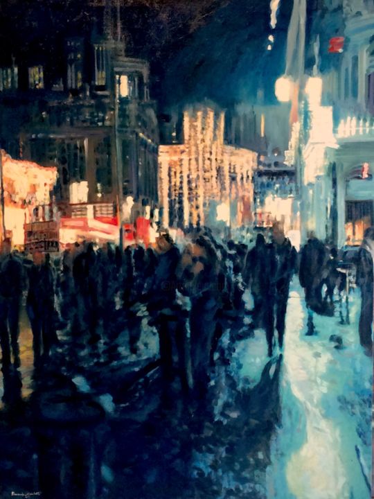 Painting titled "London Blue" by Alessandro Giusberti, Original Art, Oil