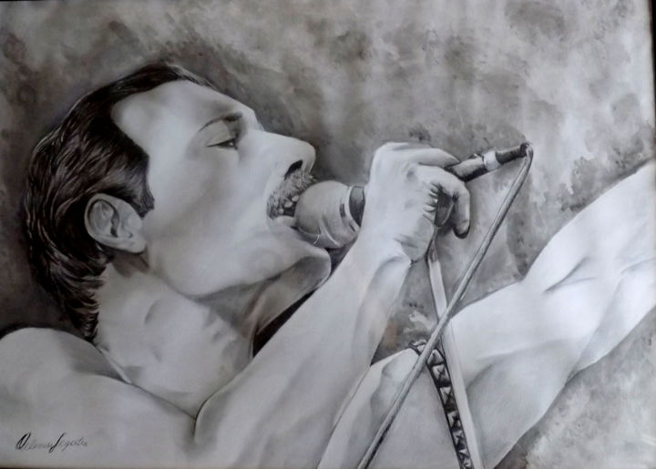 Painting titled "Freddie Mercury" by Alessia Legati, Original Artwork