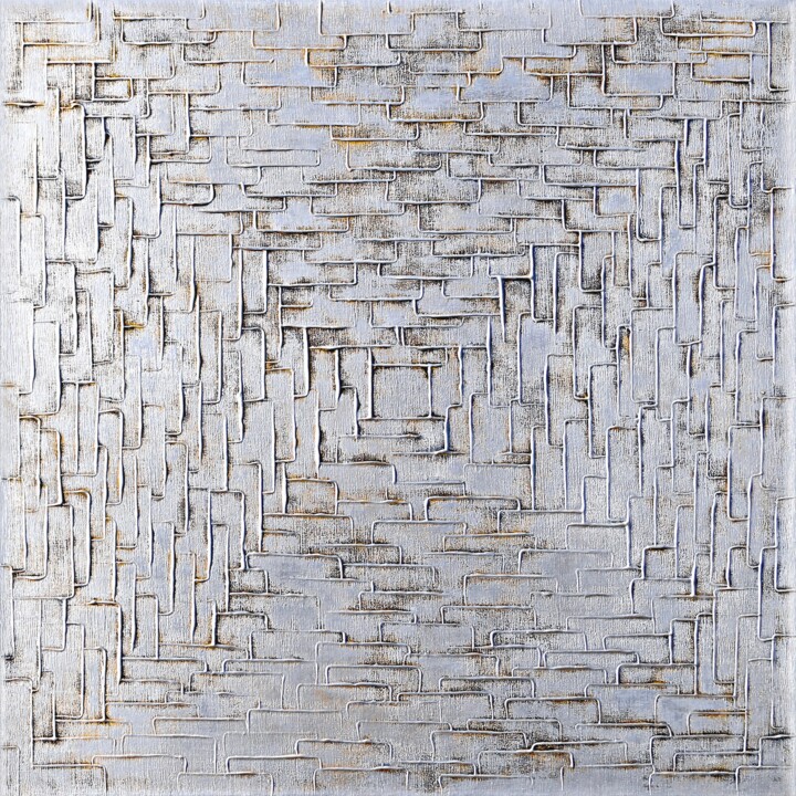 제목이 "White Metal"인 미술작품 Alessia Lu로, 원작, 아크릴 나무 들것 프레임에 장착됨