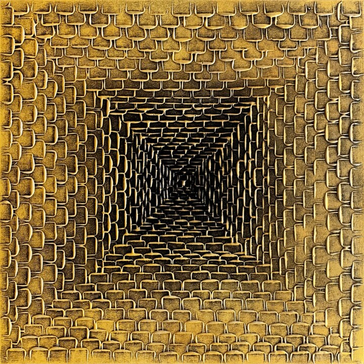 Картина под названием "Golden Way" - Alessia Lu, Подлинное произведение искусства, Акрил Установлен на Деревянная рама для н…