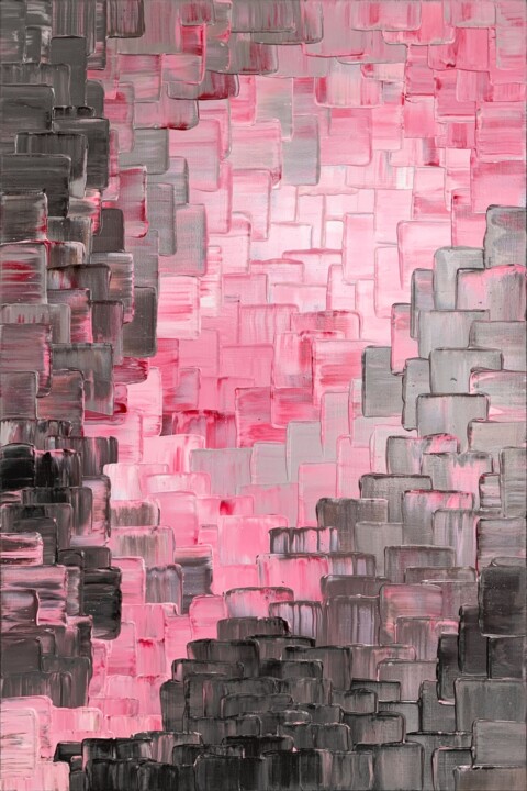 「Birth of Pink」というタイトルの絵画 Alessia Luによって, オリジナルのアートワーク, アクリル ウッドストレッチャーフレームにマウント