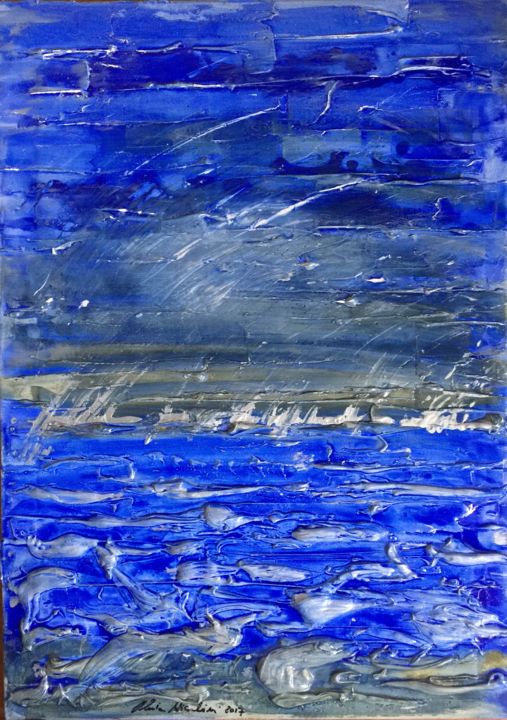 Painting titled "the sea at night" by Alessia Nicolini, Original Artwork