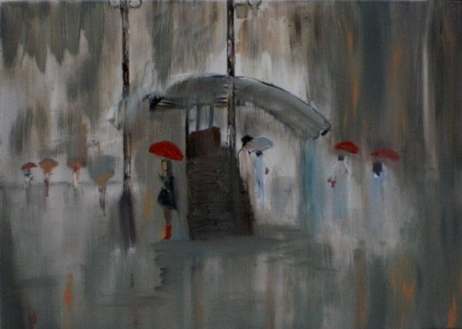 Картина под названием "Эти летние дожди" - Alessia, Подлинное произведение искусства, Масло