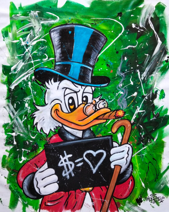 Painting titled "Scrooge McDuck - Mo…" by Alessio Hassan Alì (Hipo), Original Artwork, Acrylic