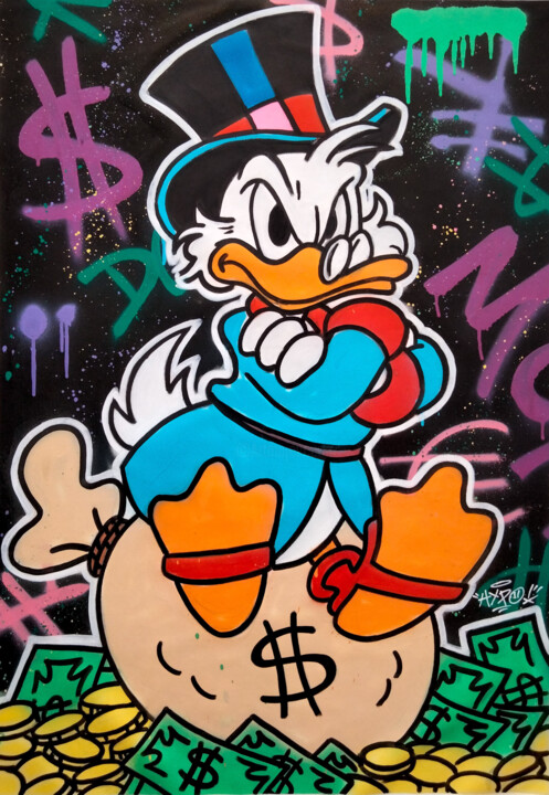 Painting titled "Uncle Scrooge - Don…" by Alessio Hassan Alì (Hipo), Original Artwork, Spray paint