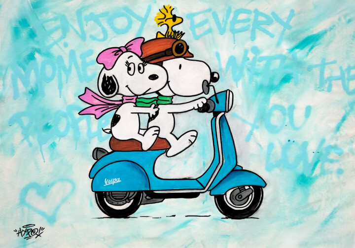 Painting titled "Snoopy & Belle - To…" by Alessio Hassan Alì (Hipo), Original Artwork, Acrylic