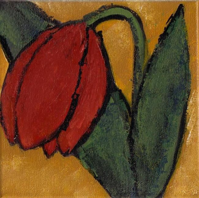 Painting titled "La Tulipe" by Aletta Mes, Original Artwork, Oil