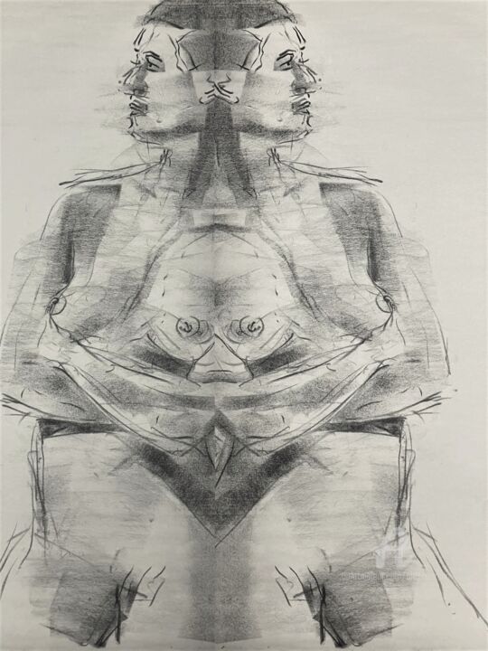 Disegno intitolato "Reflection" da Alex Buzunov, Opera d'arte originale, Carbone