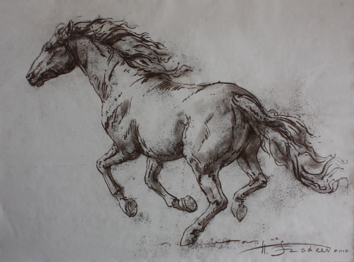 Dessin intitulée "Cheval" par Alexandre Fadeev, Œuvre d'art originale, Crayon