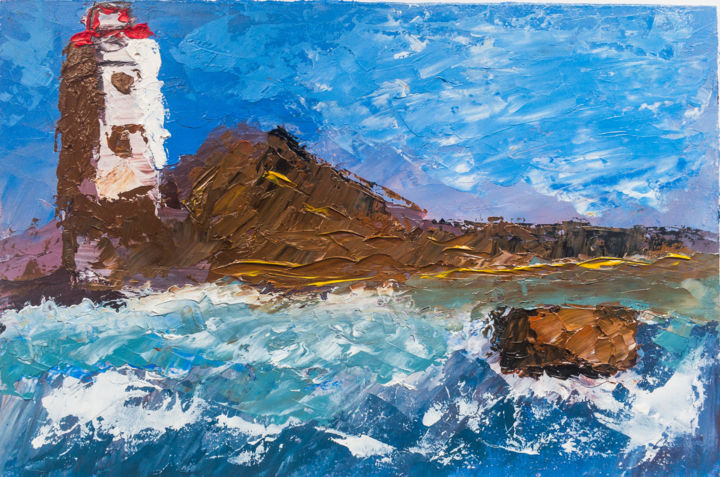 Painting titled "The Lighthouse" by Alex Froid, Original Artwork, Oil