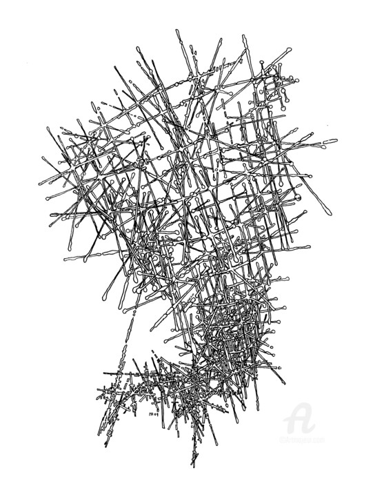 Drawing titled "Thinking 005021 (Pe…" by Alex Henk, Original Artwork, Ink
