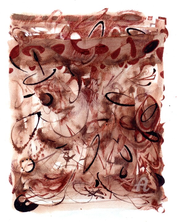 Schilderij getiteld "ARTIFACT MESSAGE VI…" door Alex Henk, Origineel Kunstwerk, Inkt
